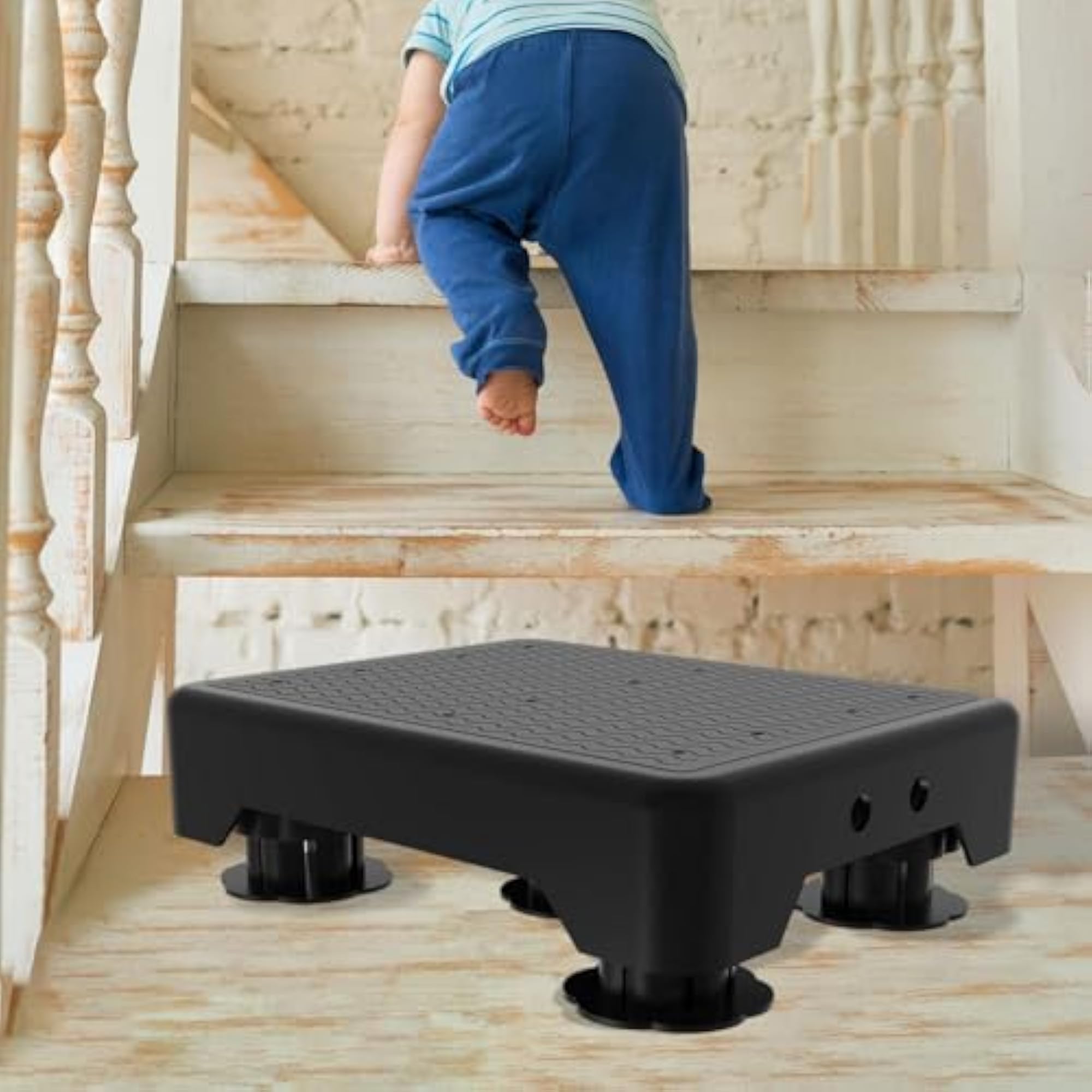 Adjustable Step Stool, Indoor Outdoor Stair Assist for Shower & Kitchen