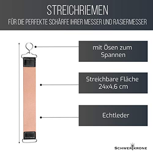 Streichriemen Schwertkrone aus Echtleder 2-seitiger Lederriemen