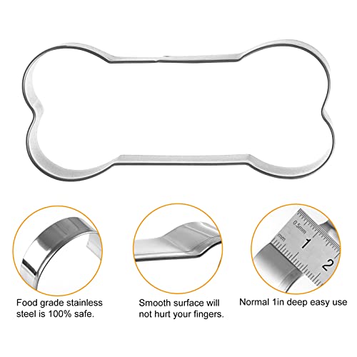 Tmflexe Dog Bone Cookie Cutters Biscuit for Kids DIY Lunchbox Bento Box Fruit Vegetable Sandwich Cutters for Children Boys Girls, Pack of 5