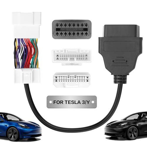 YAODHAOD OBD2 Diagnostic Cable for Tesla Model 3/Y (2019 and After), 26 Pin to 16 Pin Diagnostic Connector, Compatible with OBD2 Scanner, OBDII Code Reader - 30CM