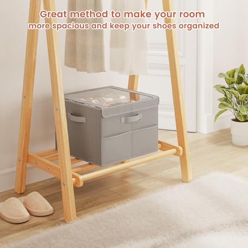 PHINOX Shoe Organizer for Closet, Fits 12-24 Pairs, Shoe Storage Bins with Clear Cover and Reinforced Handles, Foldable Shoe Storage Organizer, Space Saving Shoe Holder for Wardrobe, 1 Pack Gray — view 5