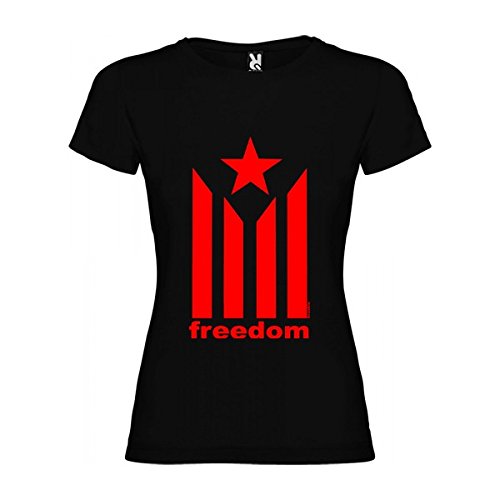 kruskis Camiseta Catalunya Estelada Freedom Manga Corta Mujer Negro 2XL