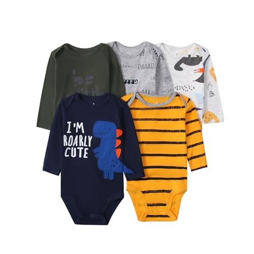 Acuryx Strampler Langarm 5er Pack für Baby 6-9 Monate