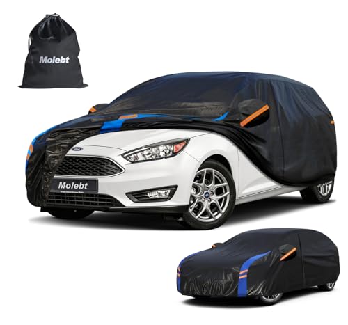 Image of Custom Fit Car Cover for Ford Focus Hatchback (1999-2026), Upgraded Waterproof All Weather Outdoor Auto Cover with Driver Door Zipper & Mirror Pockets, UV /Snow /Dust Protection