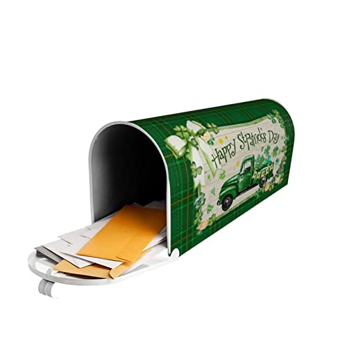 St Patrick's Day Mailbox Covers Green Truck Mailbox Covers Magnetic Standard Size 21X18 Inch Green Clover Letter Box Cover Wrap Decoration For Outside #TOP5