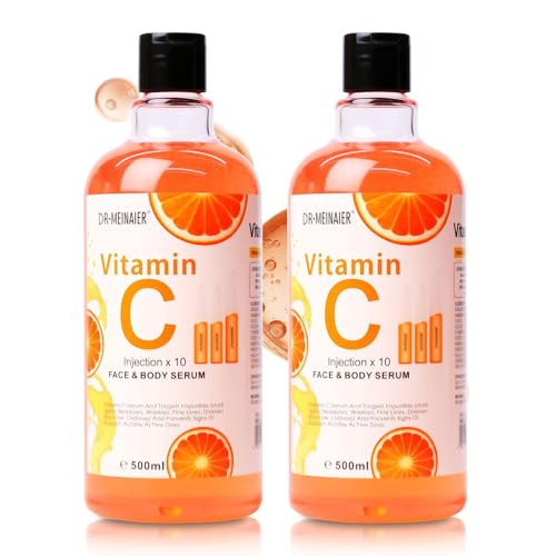 2X 500ml Vitamin C Serum for Face & Body, Fragrance Free Facial Serum, Lightweight Non-Comedogenic Daily Skin Care, Fast Absorbing Vit C Serum for Sensitive Skin