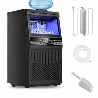 Commercial Ice Maker Machine 80Lbs/24H Dual Water Inlet Black
