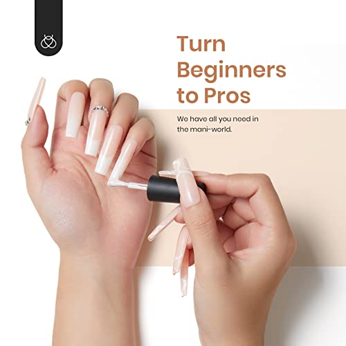 Beetles Gel Nail Kit Soft Gel Nail Tips, 500Pcs Pre-Shaped Gelly Tips Square Long Clear Press On Nail Tips Full Cover False Nails For Gel Art , Soak Off Easy Nail Extensions Acrylic Nails Poly Nail Extension #TOP5