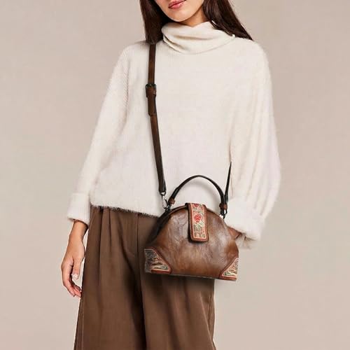 Image of EXOTIC Zenvira Artisan Satchel Bag with Embroidered Detailing, Structured Silhouette, Detachable Sling Strap Purse