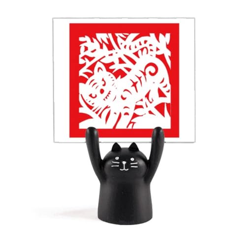 Support papier chat noir tigre chinois, range pince note original