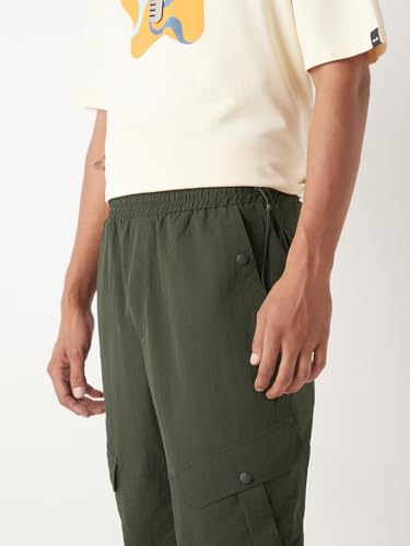 Image of Bewakoof Men's Solid Super Loose Fit Nylon Joggers