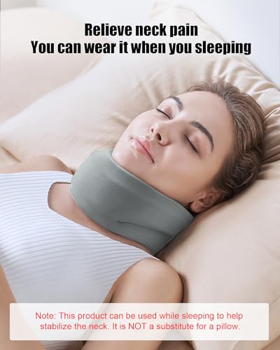 Image of Neck Brace for Sleeping - Cervical Collar Relief Neck Pain and Neck Support Soft Foam Wraps Keep Vertebrae Stable for Relief of Cervical Spine Pressure for Women & Men Dove Gray Large Size
