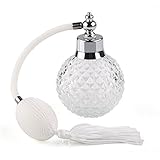 UNIQLED Crystal Art Vintage Style Empty Refillable Perfume Atomizer Long Tassel Spray Bottle 100ml (White)