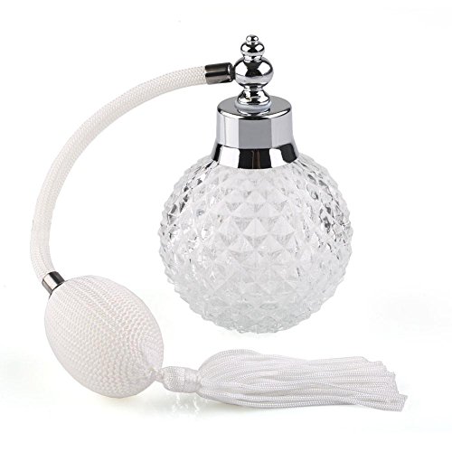 UNIQLED Crystal Art Vintage Style Empty Refillable Perfume Atomizer Long Tassel Spray Bottle 100ml (White)