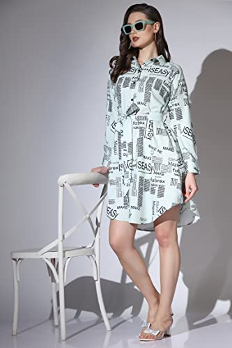 Image of Leriya Fashion Western Dress for Women | Rayon Paper Printed Dresses with Belt | Collared Neck on Button | Knee Length Dresses for Women | Ideal for Outing | Hangouts for Girls