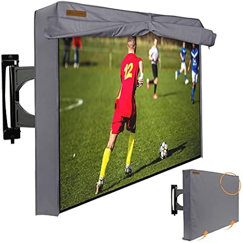 Outdoor TV Cover 40-43 Inch with Bottom Seal, 600D Weatherproof TV Screen Protectors with Waterproof Zipper, Remote Controller Storage Pocket, Velcro, Bottom Cover Fits Most Flat Screen TVs, Mounts Cover