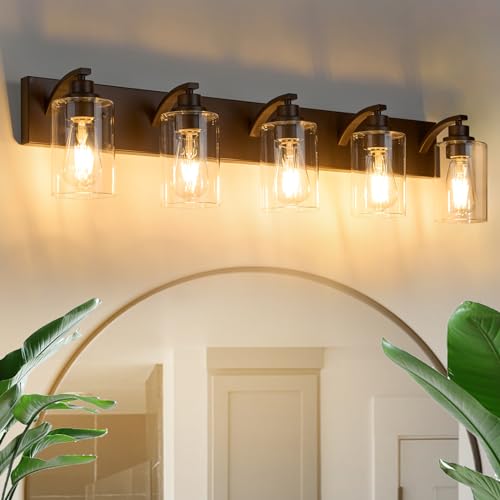 Image of 5-Light Bathroom Light Fixtures Modern ORB Vanity Lights