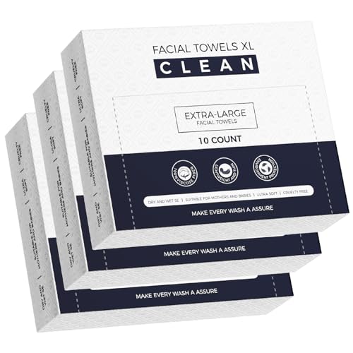 Disposable Face Towels XL 3 Travel Pack Faces Towel 7.9 x 9.4 Large Face Towelettes Disposable 100% Viscose Fiber Extra Thick Soft Dry Wipes For Sensitive Skin Makeup Remover Faces Wipes 30 Count