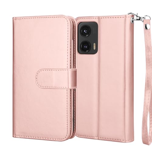 Njjex Wallet Case For Motorola Moto G Stylus 5G 2024, For Moto G Stylus 5G 2024 Case, [9 Card Slots] PU Leather Credit Holder Folio Flip [Detachable] Kickstand Magnetic Phone Cover & Lanyard -RoseGold by NJJEX - Used condition - Image 7