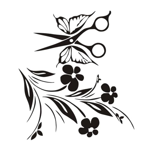 Uonlytech Adesivo Da Parete Decorativo Forbici Per Barbieri, Adesivo Murale Per Saloni Di Bellezza, Carta Da Parati Adesiva Facile Da Applicare e Removibile, Per Pareti Lisce e Vetri