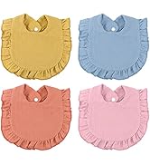 Yotako 4 Stück Lätzchen Baby, Doppellagig Saugfähige Lätzchen, Musselin Halstuch Baby mit Druckkn...