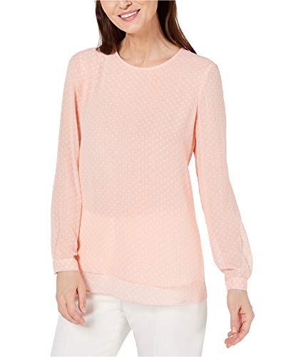 Anne Klein Womens Polka Dot Pullover Blouse, Pink, X-Large