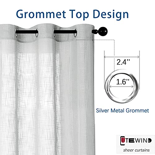 Cutewind Grey Linen Blend Textured Sheer Kitchen Tier Curtains 30 Inches Long For Bathroom Grommet Top Half Window Treatment Drapes (2 Pieces, Grey, W25×L30 Inches ) #TOP1