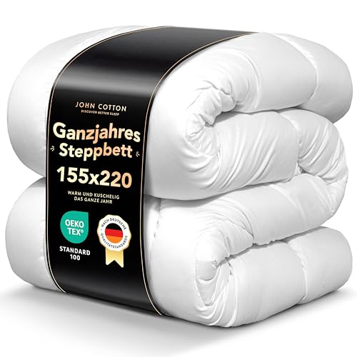 John Cotton Night Cloud Bettdecke 155x220 - Premium Klasse Steppdecke für Allergiker | Oeko-Test Zertifiziert Bettdecken | Weiche Microfaser Ganzjahresdecke - Atmungsaktive Schlafdecke | 155 220