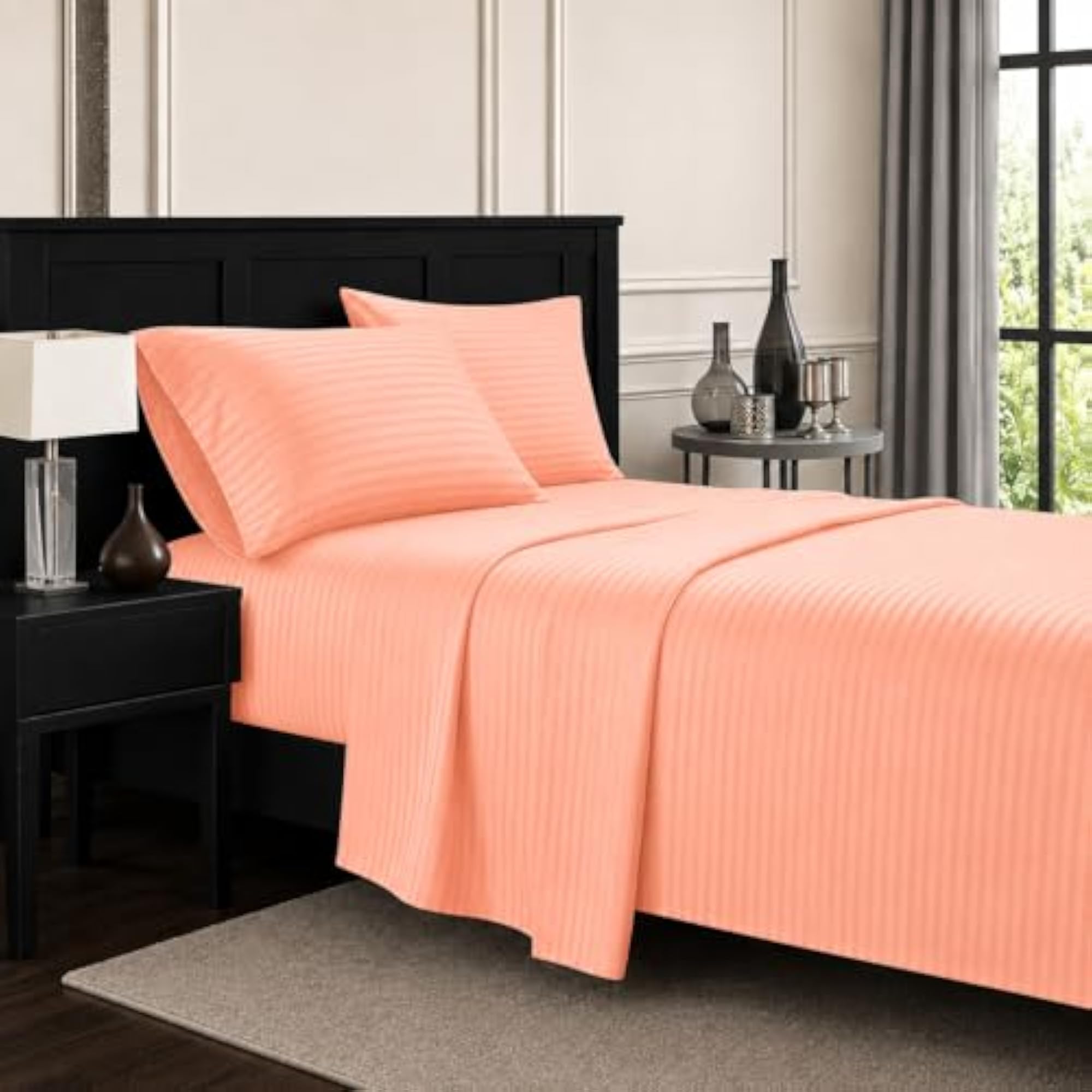 300 Thread Count Turkish Cotton Luxury Solid Bedsheets with 2 Pillow Covers