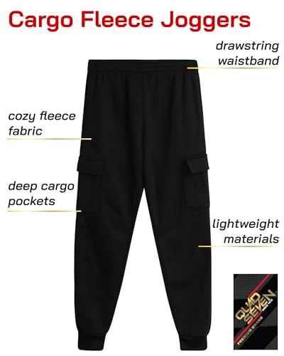 Quad Seven Boys Sweatpants - 2 Pack Fleece Active Boys Joggers and Cargo Pants - Performance Athletic Pants (Size 4-18)2
