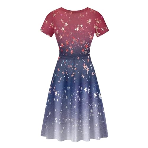 Image of POLERO Sunflower Dress for Women Floral Summer Dresses Short Sleeve Casual Sundresses Midi Dresses