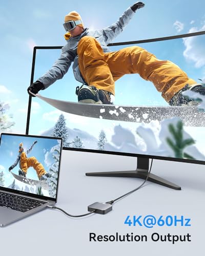 Image of vilcome USB C to HDMI Adapter【4K@60HZ】, HDMI to USB C Adapter Multiport with USB Type C PD & USB 3.0 Port, Compatible for MacBook Pro /Air, iPad Pro /Air, Dell XPS, iPhone 15 Pro /Max, Android (Gray)