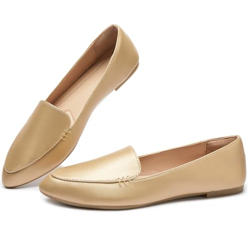 Image of FINIWOR Loafers for Women Flats Shoes Women Pointed Toe Dress Shoes Comfortable Memory Foam Penny Loafers Slip On Shoes