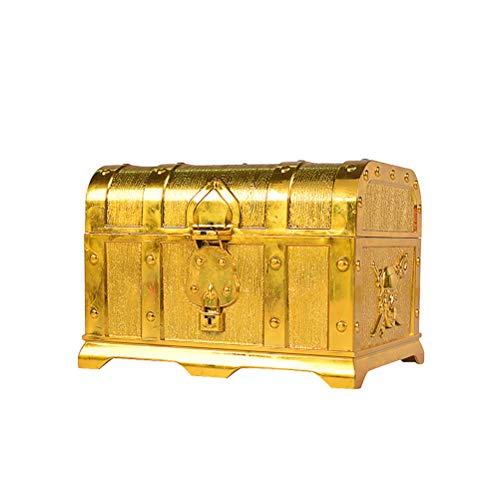 TUUWAI 海賊宝箱 海賊の宝探し 装飾小道具 収納ボックス プラスチック 宝石箱 宝箱 レトロ アンティーク 小物入れ 小箱 財宝 オシャレ インテリア ジュエリーボックス ボックス コレクション インテリア アクセサリーケース 宝石 インテリア コレ