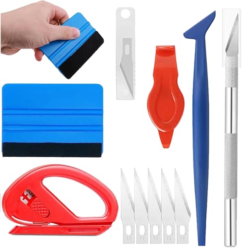 Difistik Vinyl Wrap Tools, 10 Pcs Car Vinyl Wrap Tool Kit, Window Film Install Wallpaper Smoothing Tool, Vinyl Felt Squeegee, Vinyl Trimming Tool for Car Wrapping and Install Wallpaper