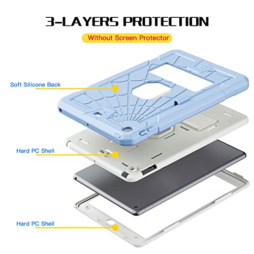 SIBEITU Case Compatible with iPad 9th Generation for Kids, with Pencil Holder Stand, Heavy Duty Rugged Case for iPad 10.2 inch