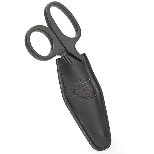 Premium Genuine Leather Sheath Holder Holster Case with Metal Clip for Trauma Shears -Ambidextrous (Trauma Shear Not Included)