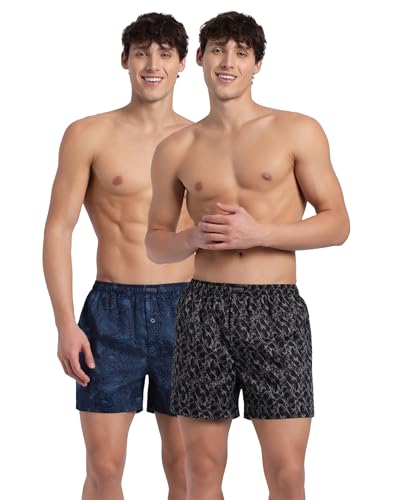 Image of Jockey 8222 Men Super Combed Mercerized Cotton Woven Checkered Inner Boxers with Ultrasoft and Durable Inner Waistband (Pack of 2, Colors & Prints May Vary)
