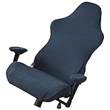 HAMPPLIES Gaming Stuhlhusse Stretch Schutzbezug Waschbar Elastisch Mit Reißverschluss Sitzbezug Für Computerbürostuhl Netzcafé Gamingstuhl Sitzschoner