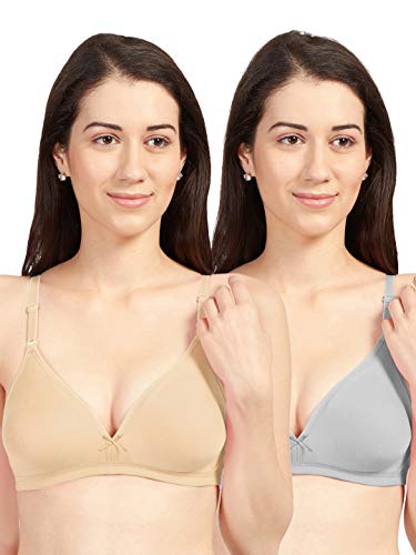 Image of SONARI Omania Womens Non-Padded Cotton Polyester Bras - Solid, Non-Wired, Medium Coverage, Hand Washable (Pack of 2)