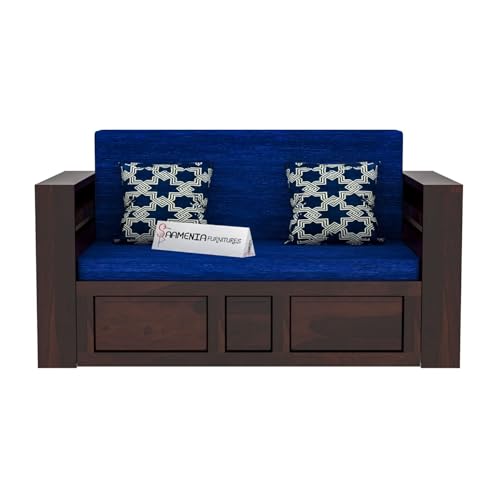 Image of Mamta Furniture Solid Wood Foster 2 Seater Sofa Cum Bed for Living Room | Two Seater Sofa Bed for Home | Sofa Com Bed | Sheesham Wood Natural Walnut