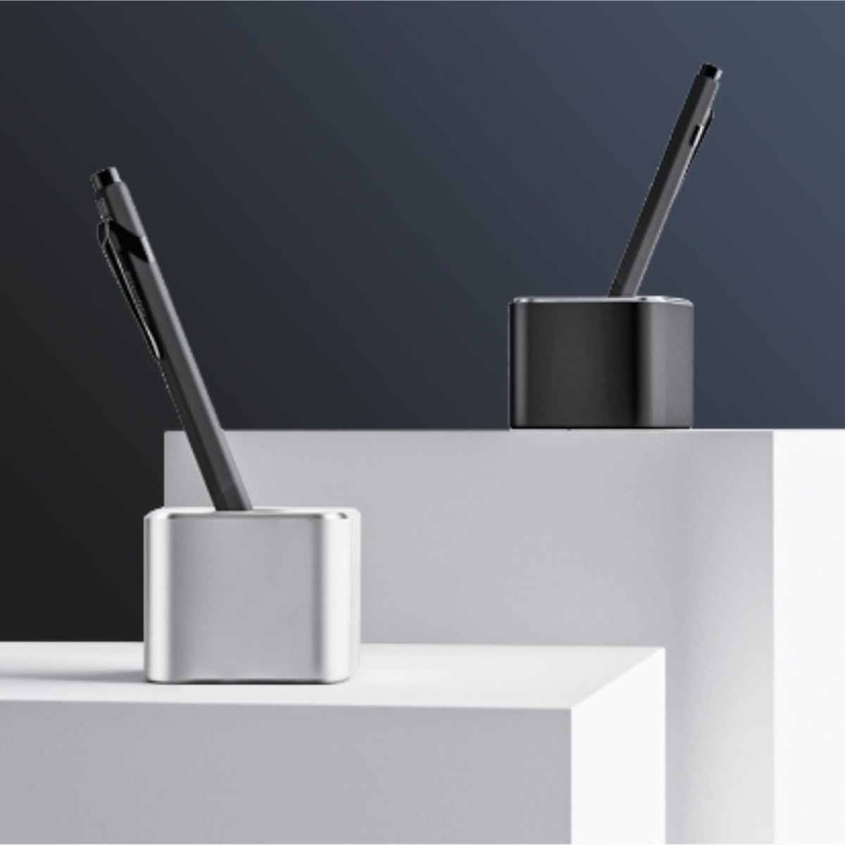 Stifteköcher Stifte Halter Stiftständer aus Metall, Einzelstifthalter Aluminium for den Schreibtisch Schreibtisch-Organizer(Grey)