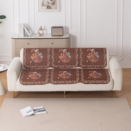 Image of HOKIPO HeavenHue Sofa Cover 5 Seater Panel Set 3+2, Nritya Echo