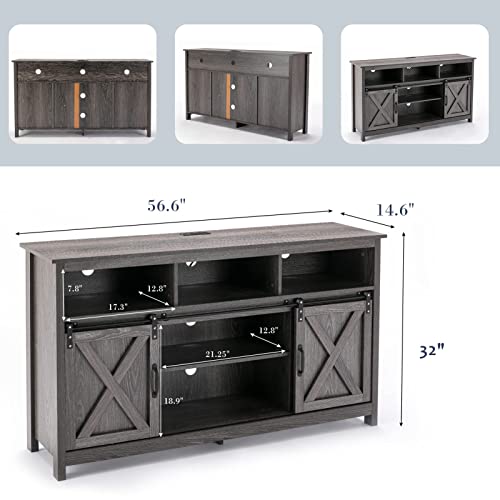 Farmhouse-Coffee-Bar-Cabinet-Rustic-Sliding-Barn-Door-Storage-Cabinet-with-Power-Outlet-Buffet-Server-Sideboard-Cupboard-Table-for-Dining-Room-Entryway-Kitchen-Wash-Grey Farmhouse Coffee Bar Cabinet Rustic Sliding Barn Door Storage Cabinet with Power Outlet Buffet Server Sideboard Cupboard Table for Dining Room Entryway Kitchen Wash Grey