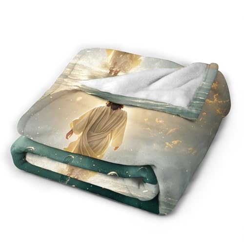 Jesus Christian Throw Blanket Jesus Walking on Water Fleece Blanket Christ Cross Religious Soft Cozy Fuzzy Plush Warm Stuff Bedding Blankets Gifts for Boys Girls Kids Adult Men Women 40"X50" - Image 5