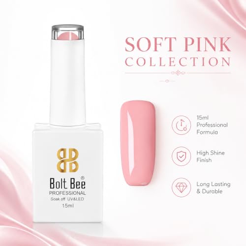 Image of BOLT BEE 15ML Gel Nail Polish 1Pc Clear Pink Glitter Nail Polish Soak Off UV LED Nail Gel Polish Nail Art Starter Manicure Salon DIY at Home, 0.5 OZ (1) (137)