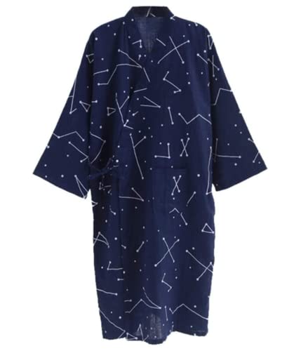Ibluelover Kimono Robe for Men and Women Cotton Khan Steamed Bathrobe Yukata Japanese Spa Pajamas Sleepwear Nightgown Clothes