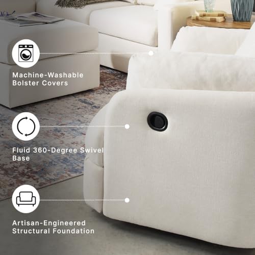 Image of Signature Design by Ashley Modmax Contemporary Swivel Glider Nursery Recliner, Stain-Resistant Next-Gen Nuvella Performance Fabric Rocking Chair for Living Room, Beige, 42 inch W