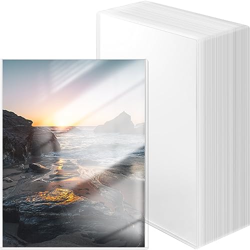 Teling 50 Pcs Plastic Card Protector 8 x 10 Inch Rigid Print Protectors Clear Birth Certificate Protector Hard Plastic Sleeve for Page Paper Sheets Photo Document Collectible Trading Baseball Cards
