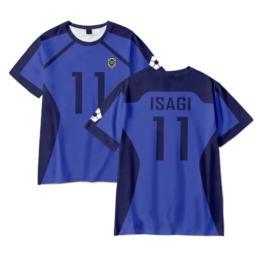 Blue Lock Shirts Merch SAE Itoshi Hyouma Chigiri Soccer Jersey Blue Anime Short Sleeved T-Shirt